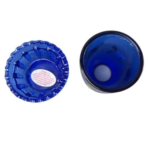 Fenton Fairy Lamp Cobalt Blue Hand Painted Flowers Signed 4.5" Tall Floral - Picture 3 of 4